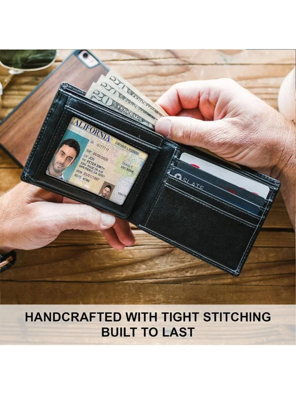 RFID Blocking Leather Bifold Wallet for Men | Slim Design, 8 Card Slots, 2 ID